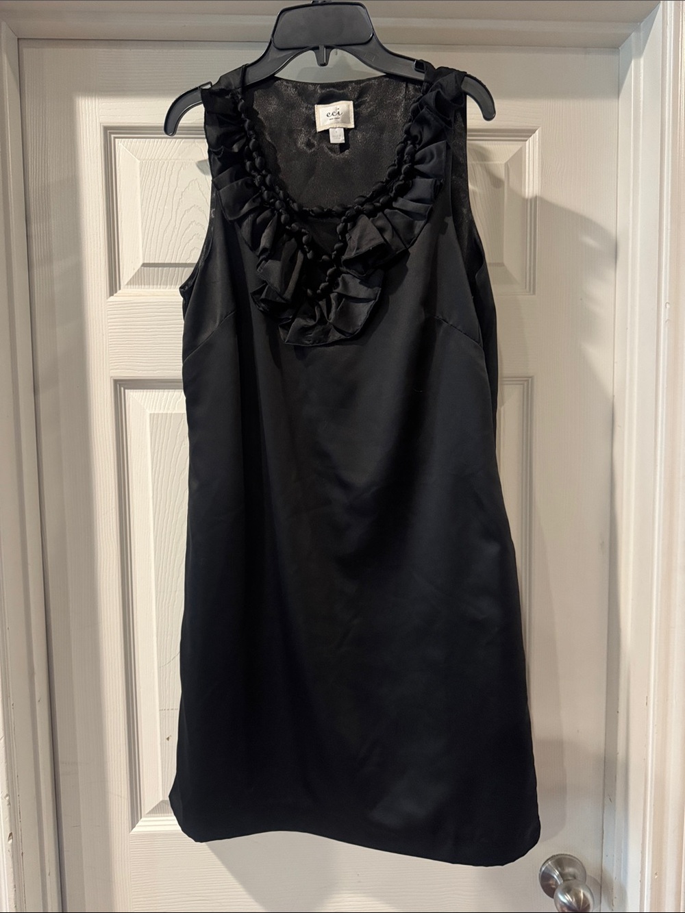 ECI Black Ruffled Neck Sleeveless Dress